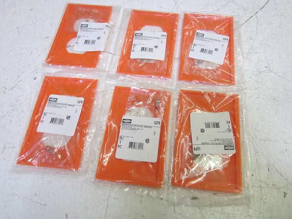 LOT OF 6 HUBBELL IGP8 SMOOTH NYLON PLATE, SINGLE GANG NSNP IN FACTORY BAG