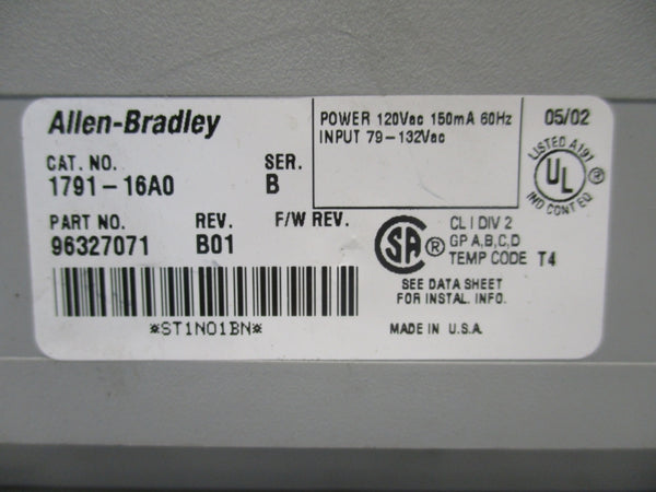ALLEN BRADLEY 1791-16A0 SER. B REV. B01 79-132VAC NSNP