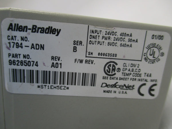 ALLEN BRADLEY 1794-ADN SER. B REV. A01 25VDC UNMP
