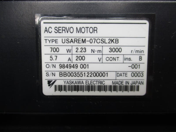 YASKAWA ELECTRIC USAREM-07CSL2KB 200V 5.7A UNMP