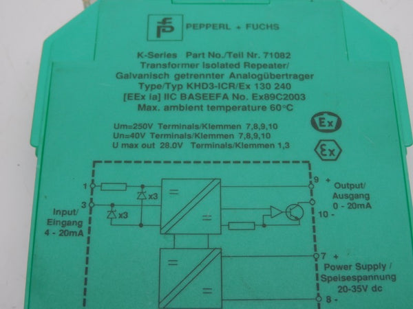 PEPPERL+FUCHS KHD3-ICR/EX130240 71082 250V NSNP