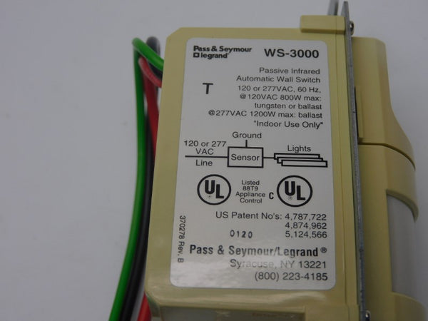 PASS&SEYMOUR LEGRAND WS3000-I 277VAC NSMP