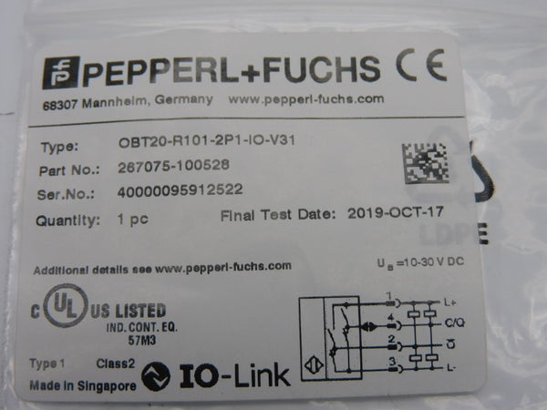PEPPERL+FUCHS OBT20-R101-2P1-IO-V31 267075-100528 10-30VDC NSMP