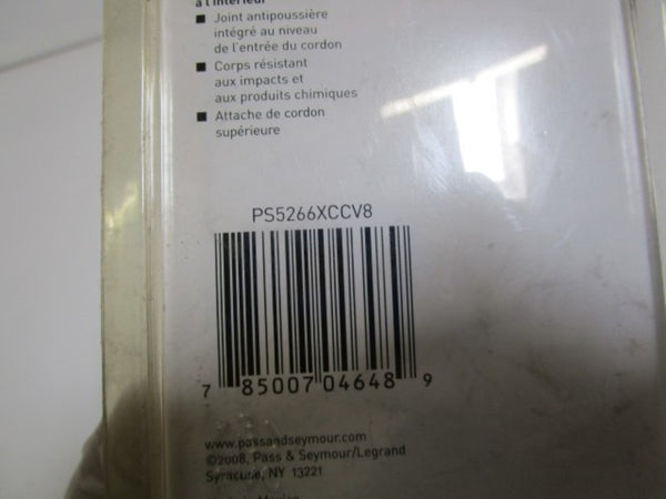 LOT OF 2 PASS & SEYMOUR STRAIGHT BLADE PLUG PS5266XCCV8 ORIGINAL PACKAGE