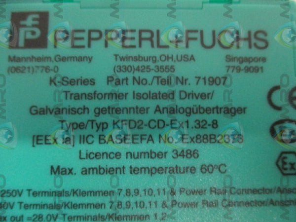 PEPPERL+FUCHS KFD2-CD-Ex1.32-8 TRANSFORMER ISOLATED DRIVER UNMP
