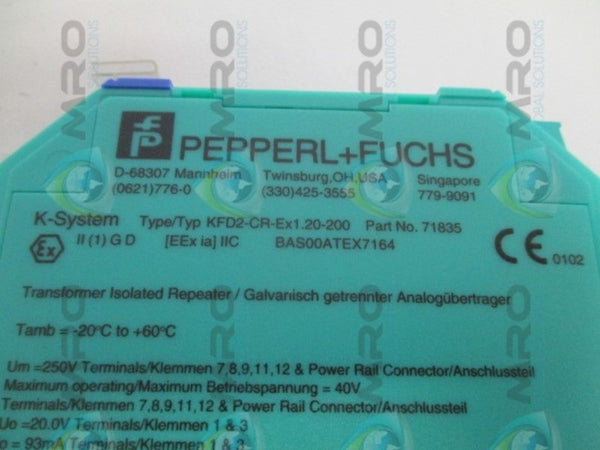 PEPPERL+FUCHS KFD2-CR-EX1.20200 POWER SUPPLY TRANSMITTER NSMP