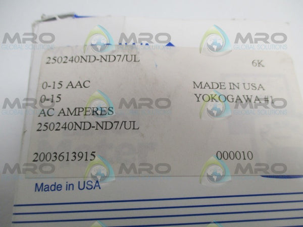 YOKOGAWA 250240ND-ND7/UL PANEL METER 0-15 ACA NSMP