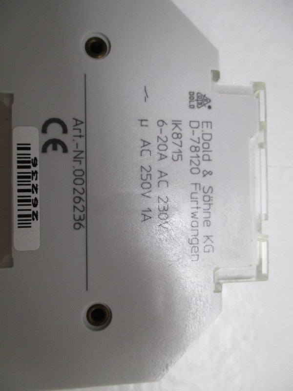 E. DOLD & SOHNE IK8715 0026236 CONTROL RELAY 6-20A NSMP