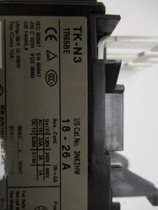 FUJI ELECTRIC TK-N3 3NK2HW THERMAL OVERLOAD RELAY 18-26A NSMP