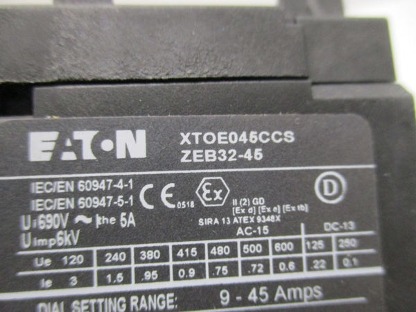 EATON ZEB32-45 OVERLOAD RELAY 9-45A UNMP
