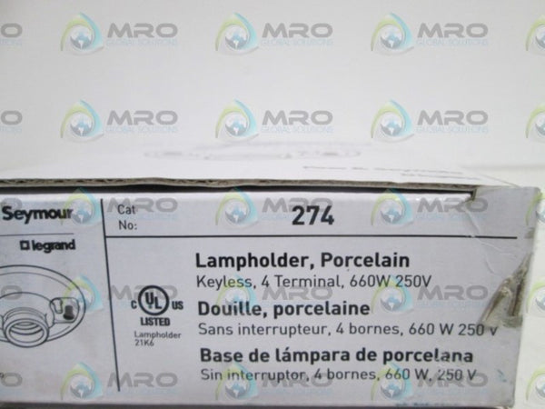 LOT OF 2 PASS & SEYMOUR LEGRAND LAMPHOLDER 274 NSMP