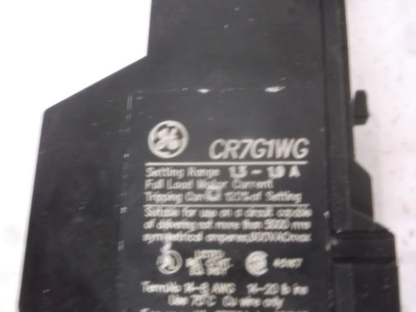 GENERAL ELECTRIC CR7G1WG OVERLOAD RELAY 1.3-1.9A  UNMP