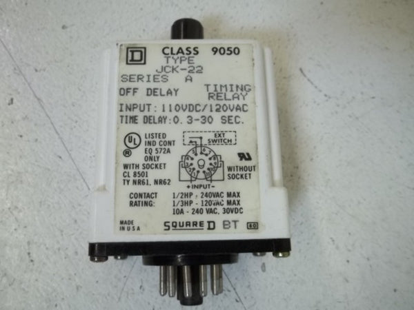 SQUARE D 9050-JCK-22 SER.A TIMING RELAY UNMP