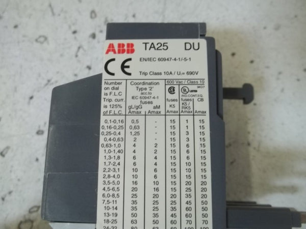 ABB TA250DU-8.5 THERMAL OVERLOAD RELAY NSMP