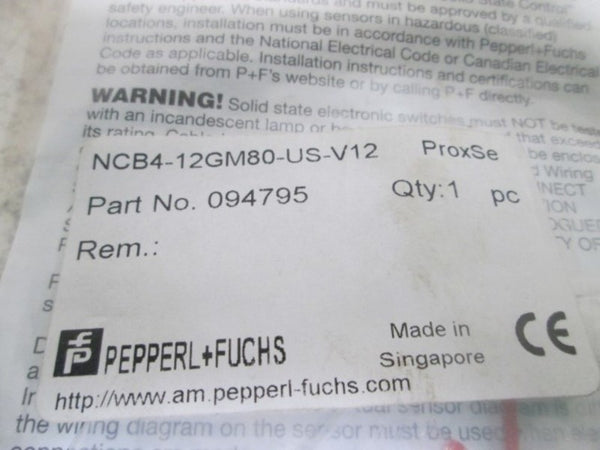 PEPPERL+FUCHS NCB4-12GM80-US-V12 094795 PROXIMITY SWITCH NSMP