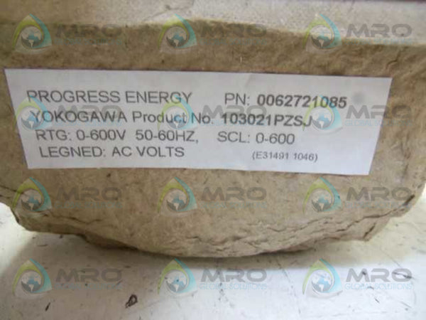 YOKOGAWA 103021PZSJ AC VOLT METER 0-600 NSMP