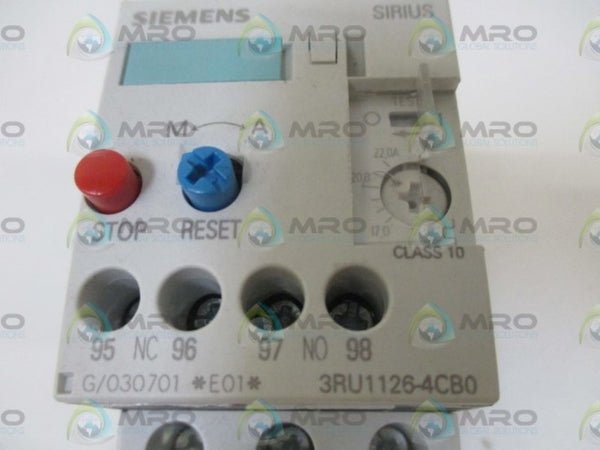 SIEMENS 3RU1126-4CB0 OVERLOAD RELAY 17,0-22,0A  UNMP