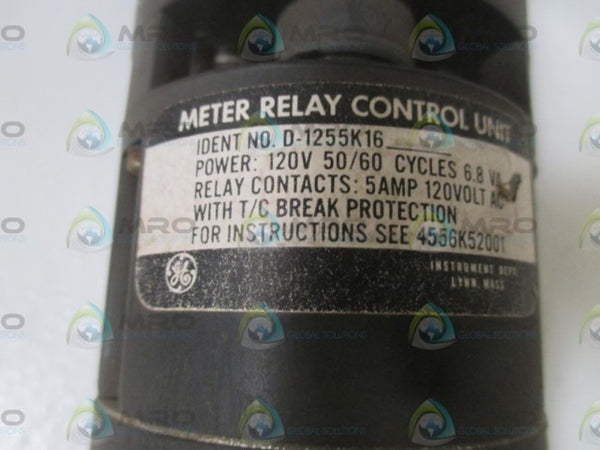 GENERAL ELECTRIC D-1255K16 METER RELAY 0-1800 UNMP
