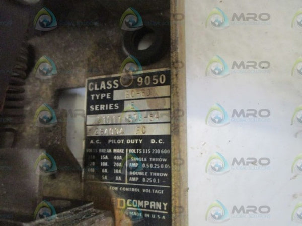 SQUARE D 9050-B0-5D SER.E TIMING RELAY UNMP