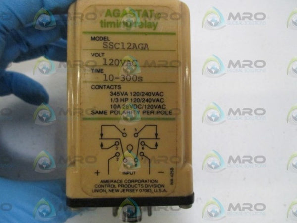 AGASTAT SSC12AGA TIMING RELAY 10-300S 120VAC UNMP