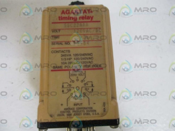 AGASTAT SSC22AAA TMING RELAY .1-3S 120VAC/DC UNMP