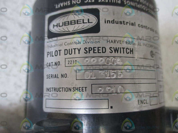 HUBBELL 2210-222CC4 PILOT DUTY SPEED SWITCH UNMP