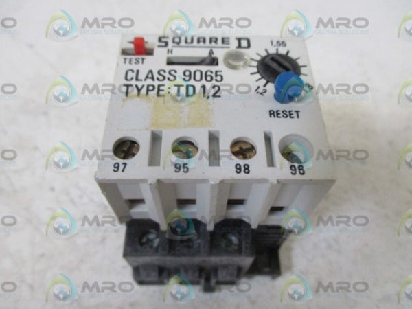 SQUARE D 9065 TD1,2 OVERLOAD RELAY 1,2-1,8A UNMP