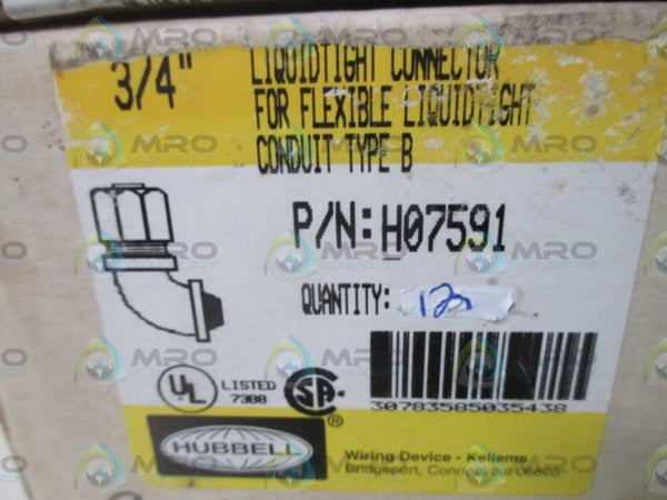 LOT OF 12 HUBBELL H07591 3/4" LIQUIDTIGHT CONNECTOR NSMP