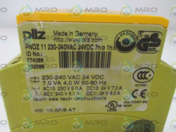 PILZ PNOZ 11 230-240VAC 24VDC7N/O1N/O SAFETY RELAY NSMP