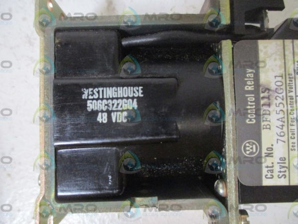 WESTINGHOUSE BFD11S (764A552G01) CONTROL RELAY 48VDC UNMP