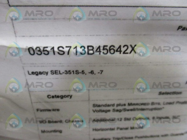SEL SEL-351S 0351S713B45642X RELAY METER CONTROL  NSMP