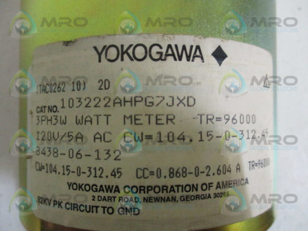 YOKOGAWA 103222AHPG7JXD PANEL METER (AS PICTURED) NSNP