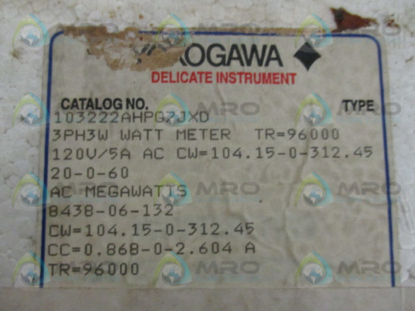 YOKOGAWA 103222AHPG7JXD METER (AS PICTURED) NSMP