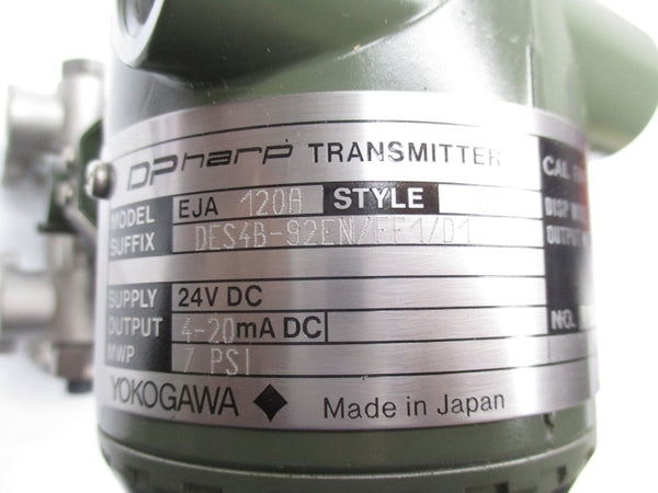 YOKOGAWA EJA120A-DES4B-92EN/FF1/D1 24VDC 7PSI NSMP