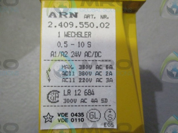 SCHIELE ARN 2.409.550.02 TIMER RELAY VDE 0435 VDE 0110 NSNP