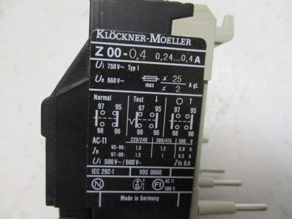KLOCKNER MOELLER Z00-0,4 OVERLOAD RELAY 0,24-0,4A NSMP