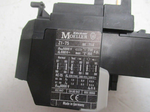 KLOCKNER MOELLER ZI-75 OVERLOAD RELAY 60-75A NSMP