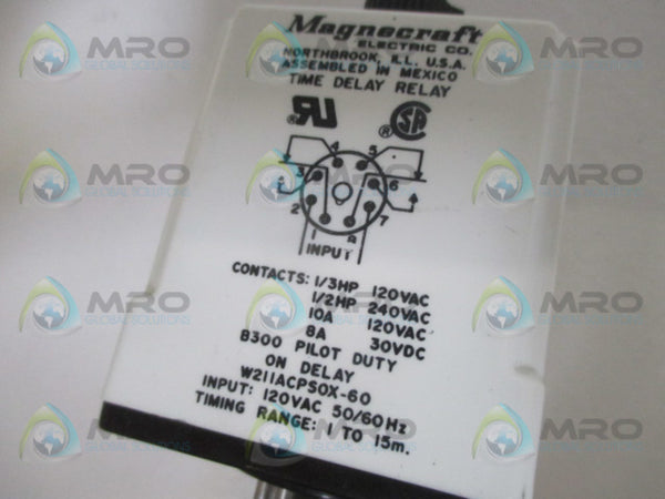 MAGNECRAFT W211ACPS0X-60 TIME DELAY RELAY 1-15 MIN. 120VAC UNMP