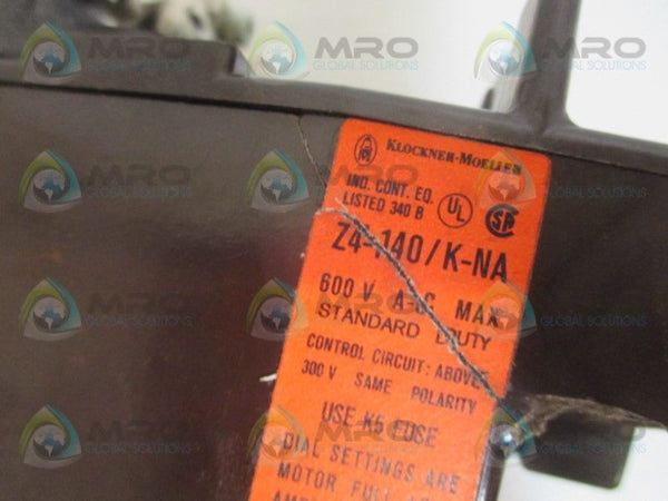 KLOCKNER MOELLER Z4-140K-NA OVERLOAD RELAY 140A (AS PICTURED) NSMP