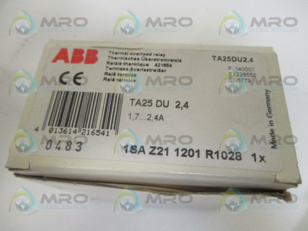 ABB TA25U OVERLOAD RELAY 2,4AMP NSMP