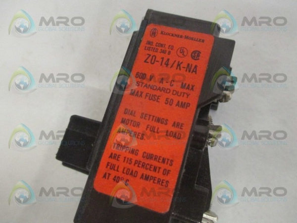 KLOCKNER MOELLER Z0-14/K-NA BIMETAL RELAY 10-14A NSMP