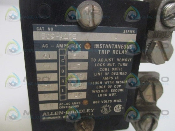 ALLEN BRADLEY 809-A10E SER. A TRIP CURRENT RELAY UNMP
