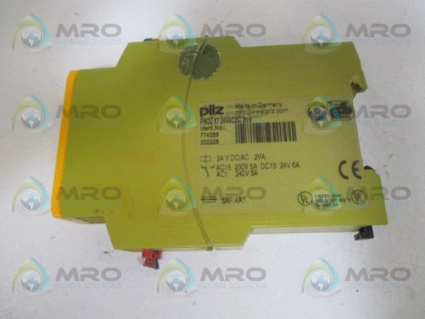 PILZ PNOZX724VACDC2n/o 774059 SAFETY RELAY (AS PICTURED) UNMP