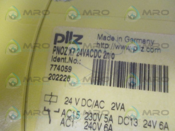 PILZ PNOZX724VACDC2n/o 774059 SAFETY RELAY (AS PICTURED) UNMP