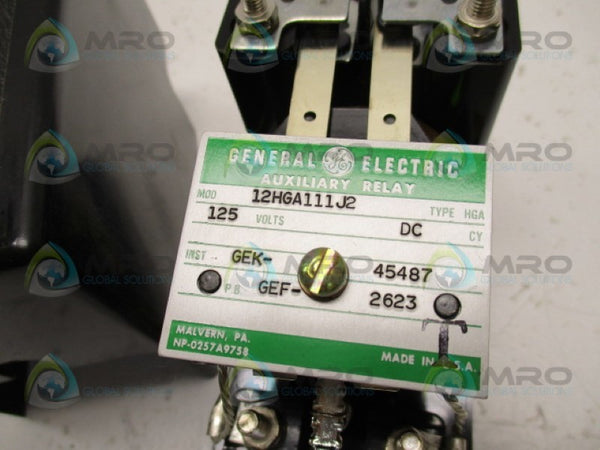 GENERAL ELECTRIC HGA111J2 AUXILIARY RELAY 125V NSMP