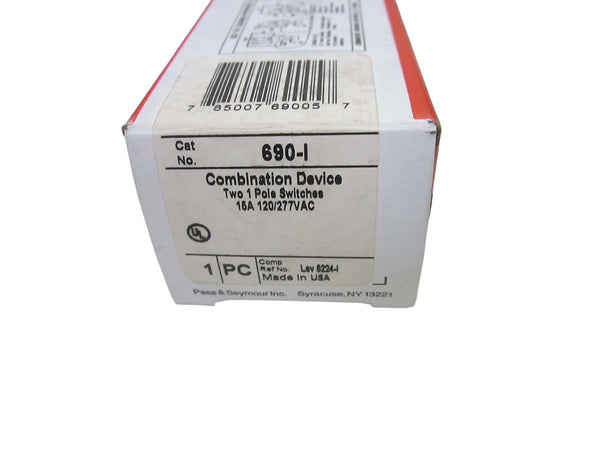 PASS & SEYMOUR 690-I COMBINATION DEVICE TWO 1P SWITCHES 15A 120/277VAC NSNP IN