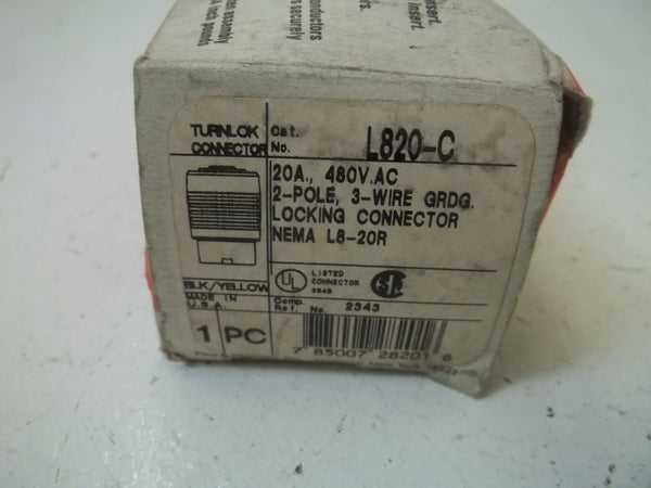 PASS & SEYMOUR L820-C TURNLOK CONNECTOR 2-POLE, 3-WIRE NSMP