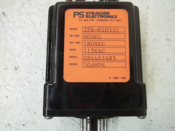 SYRACUSE ELECTRONICS TFR-010332 RELAY 115VAC UNMP