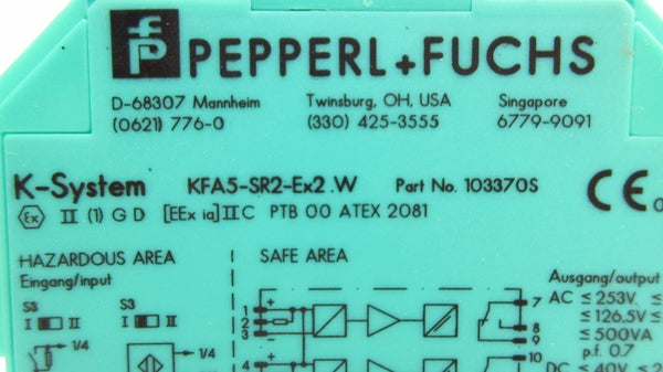 PEPPERL+FUCHS KFA5-SR2-EX2.W 103370S 115VAC NSMP