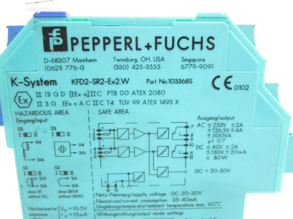 PEPPERL+FUCHS KFD2-SR2-EX2.W 103368S 253VAC 2A UNMP